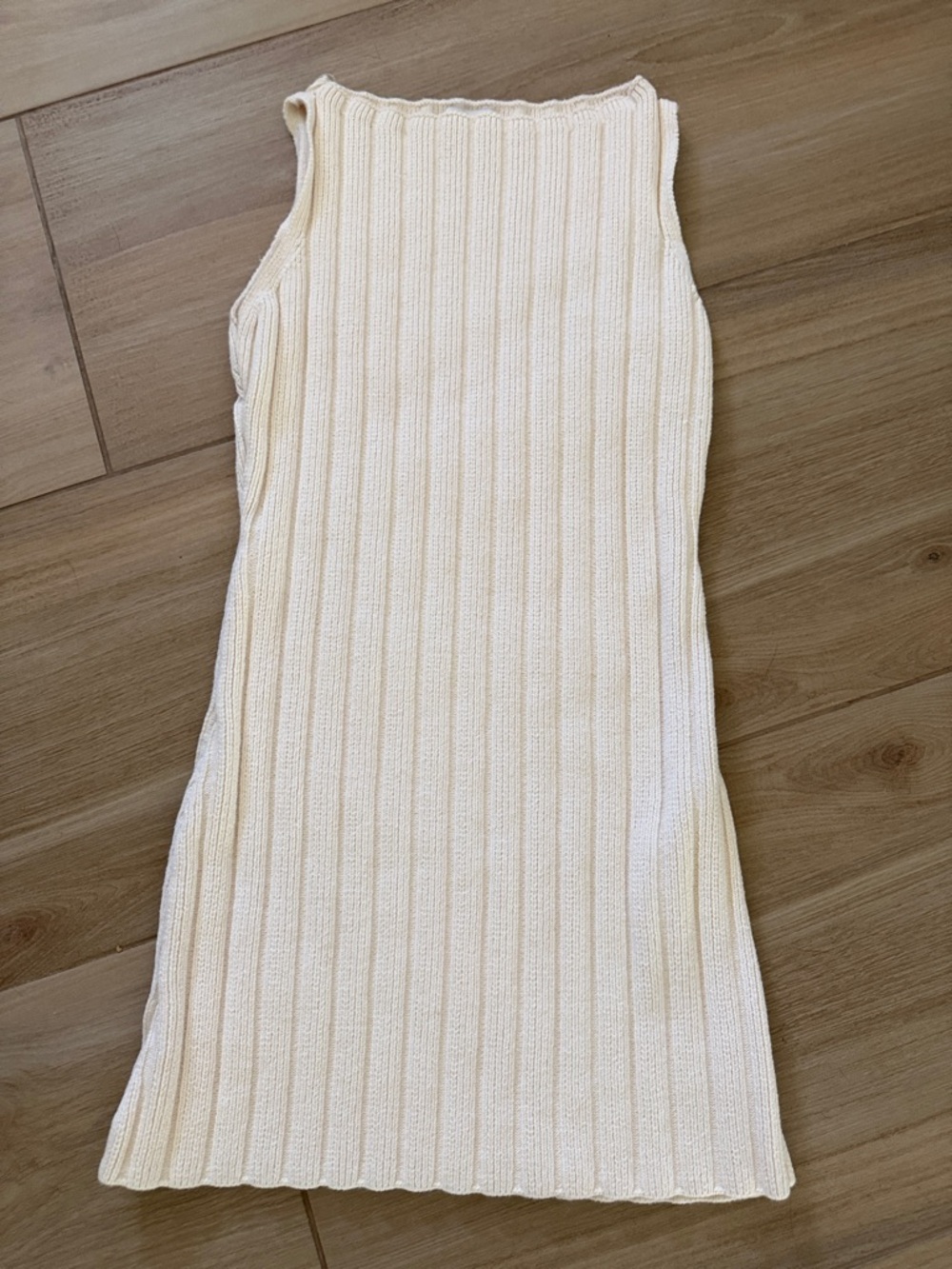 Reformation Cream Ribbed Sleeveless Midi Dress